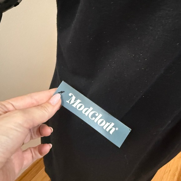 ModCloth Shift Dress Women XL Black NEW Polka Dot Sheer Puff Sleeve Shimmer - Picture 8 of 9